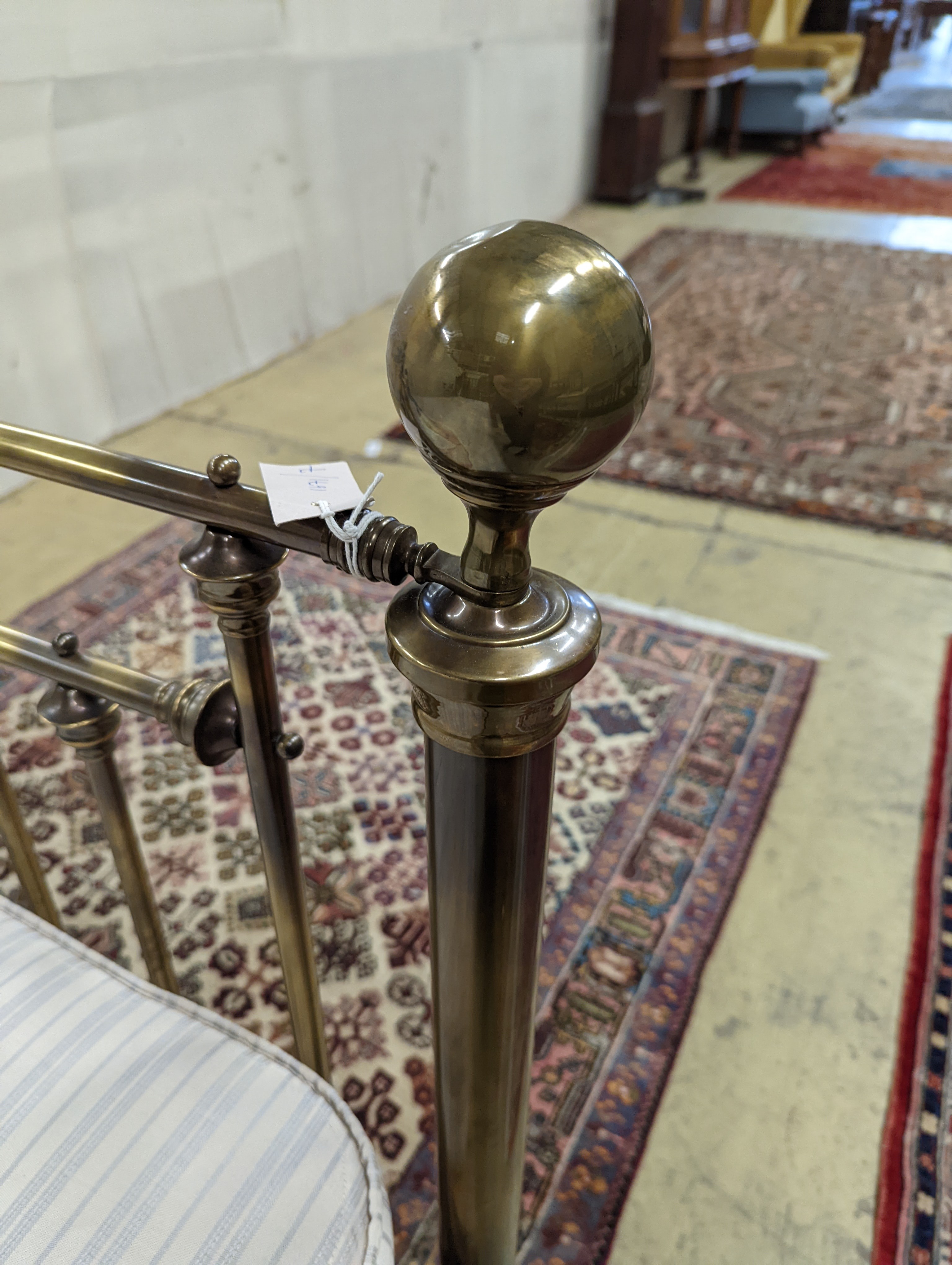 A Victorian style brass effect single bed frame with Relyon Barnet mattress, width 90cm, length 200cm, height 141cm